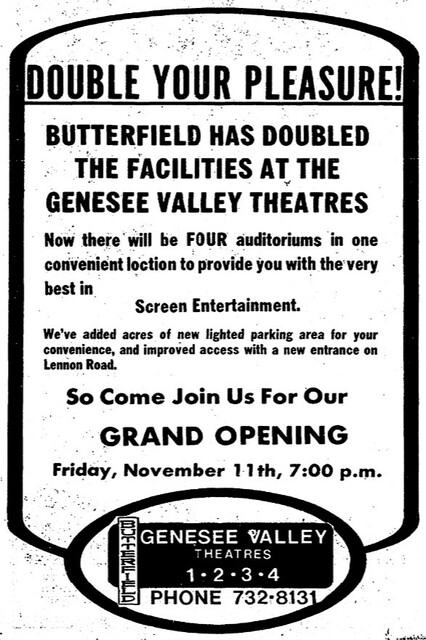 Genesee Valley Cinemas - Nov 1977 Ad